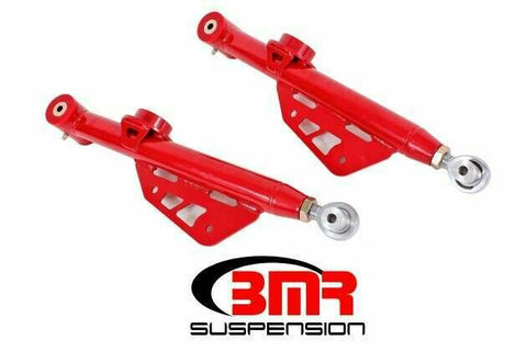 BMR TCA051R 1979-1998 SN95 Mustang Lower Control Arms, DOM, On-car Adj, Poly/rod End (Red)