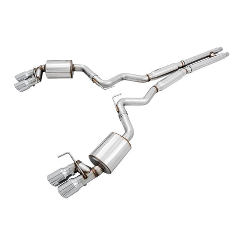18-22 Mustang GT S550 AWE Cat-Back Exhaust System Touring Edition With 4" Chrome Tips Without Factory Active Exhaust